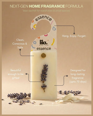 Lila Home Fragrance Sachet with lavender on a beige background